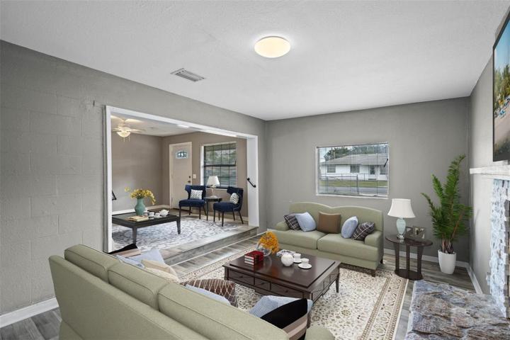 Virtually staged family room