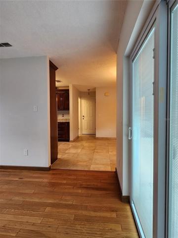 view from family room to kitchen