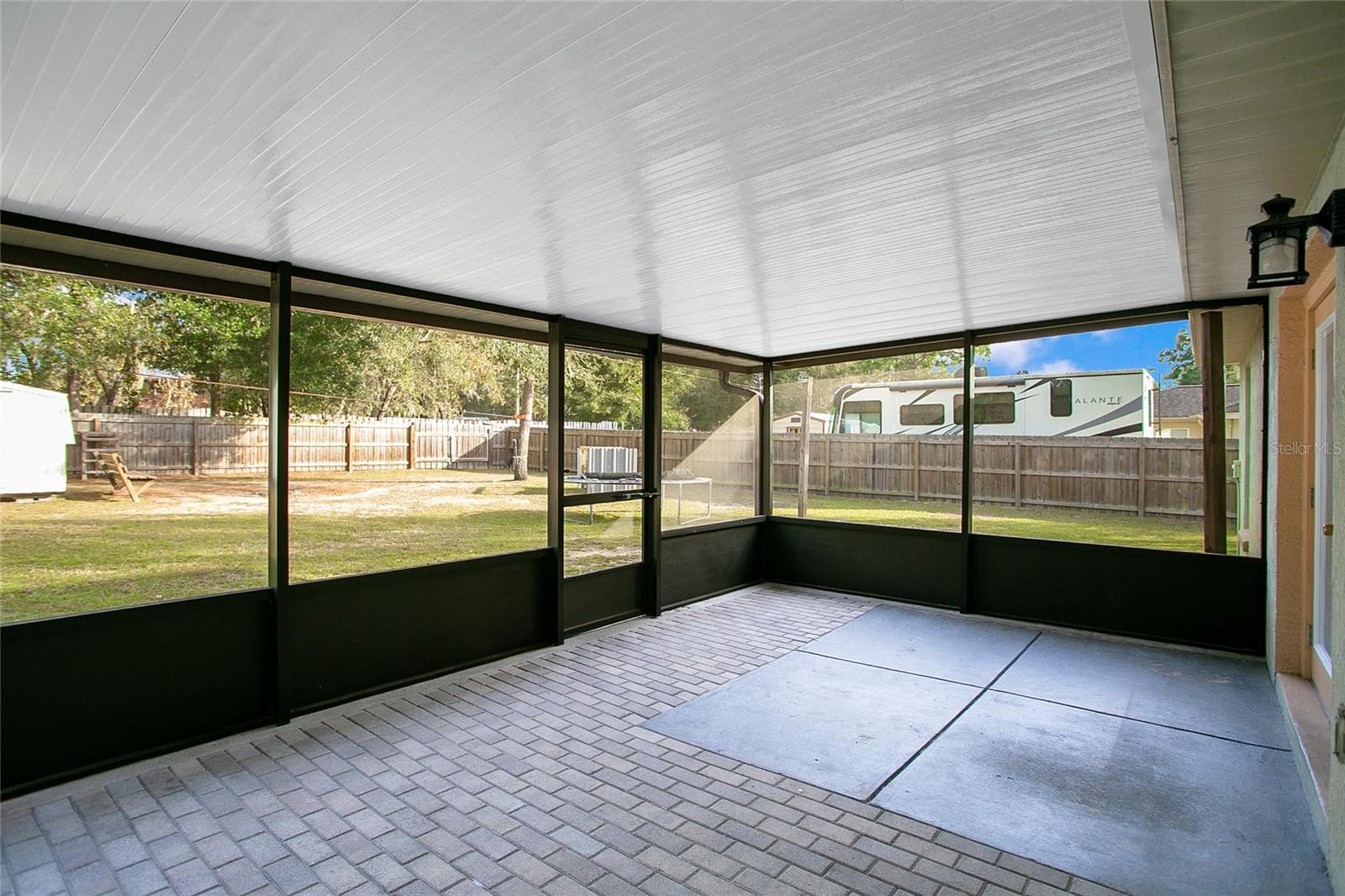 Screened in porch view.