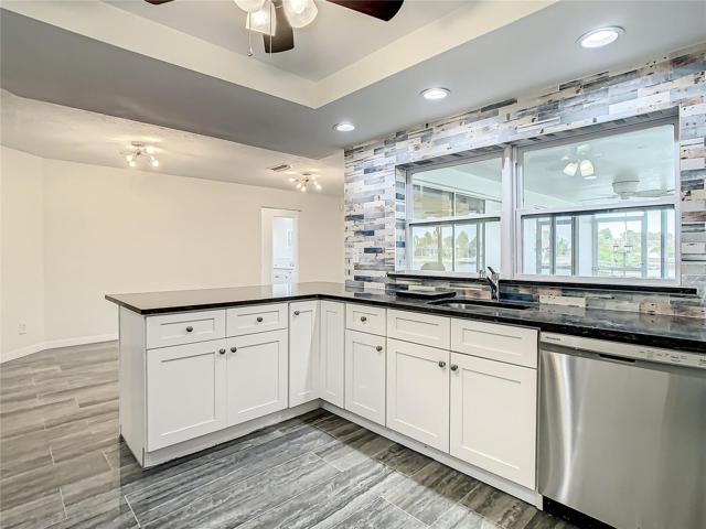 Kitchen with view of waterfront