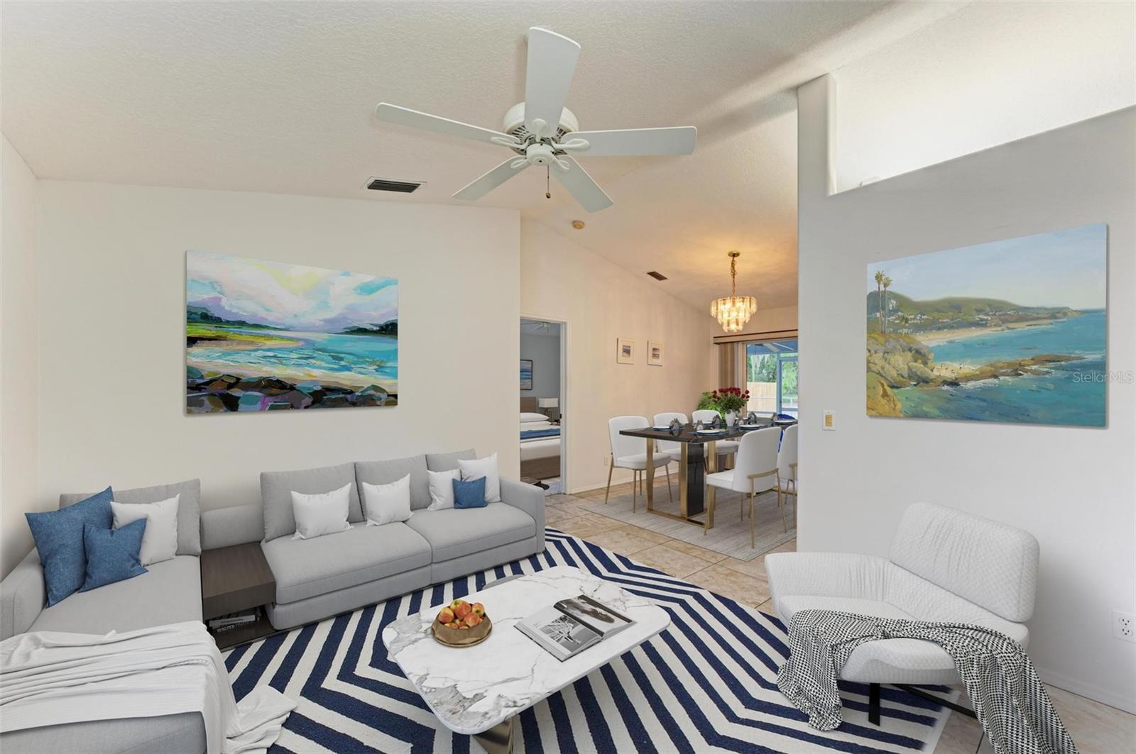 Formal Living Room with adjoining Dining Room