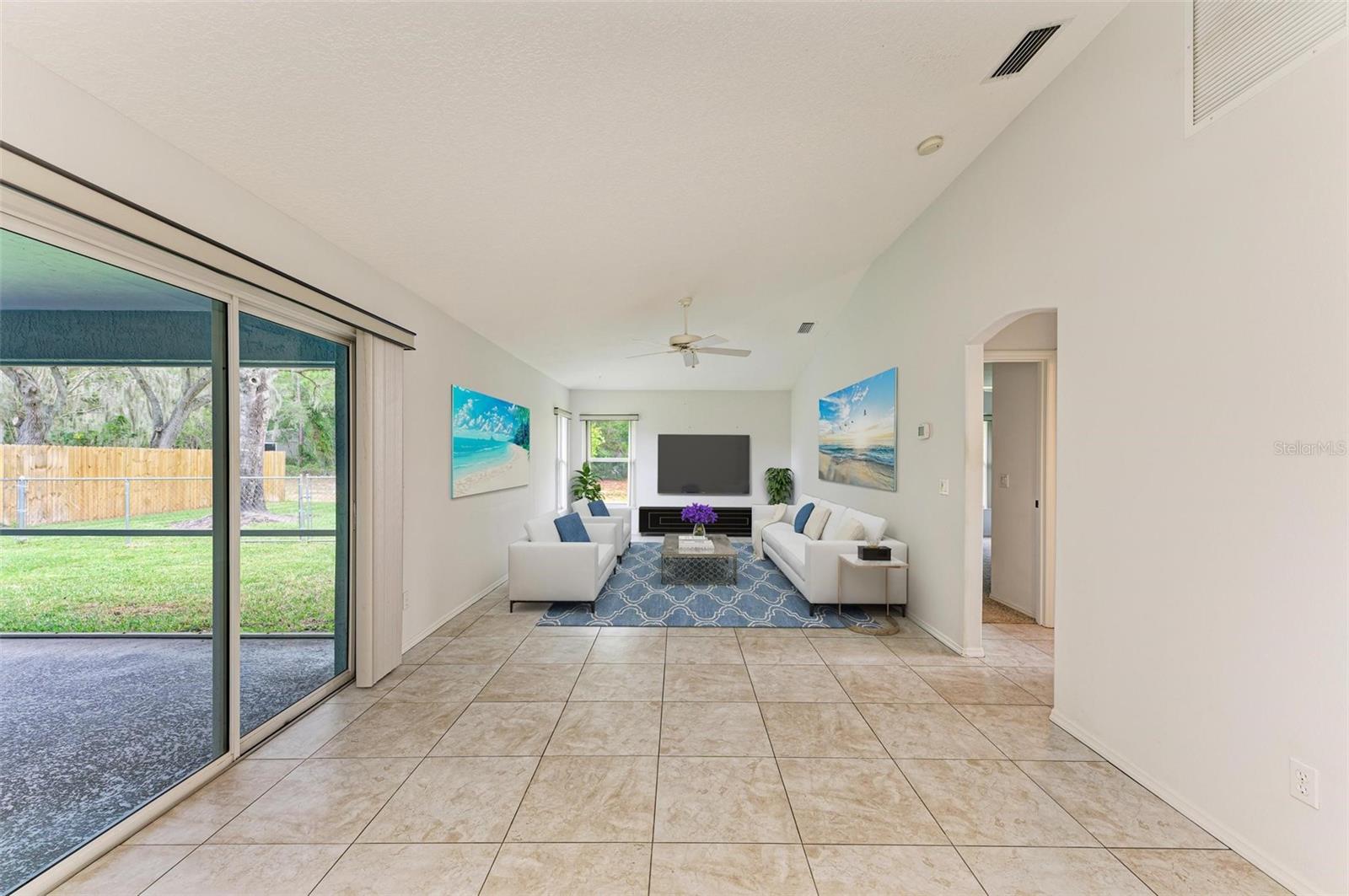 Very spacious family room with vaulted ceilings