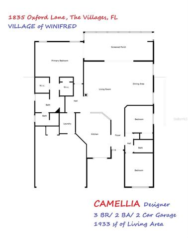 FLOOR PLAN - CAMELLIA Designerw/ 3 BR/2 BA/2 CAR GARAGE