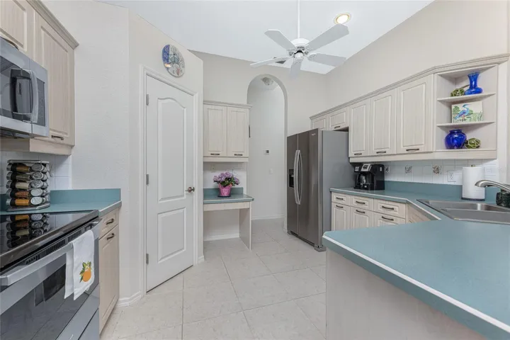 There's a closet pantry and a built in desk area.