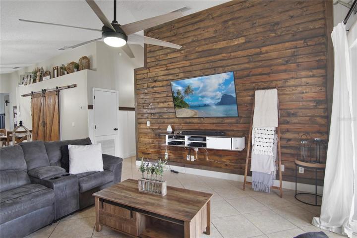 The family room has tons of character!