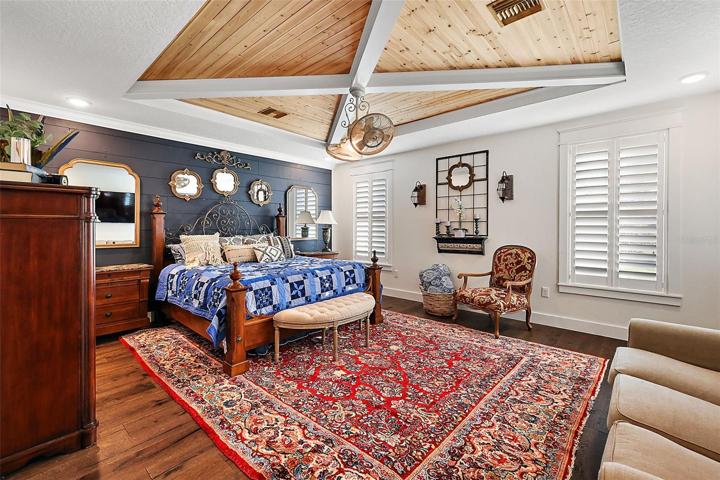 Primary Bedroom with custom coffered ceiling