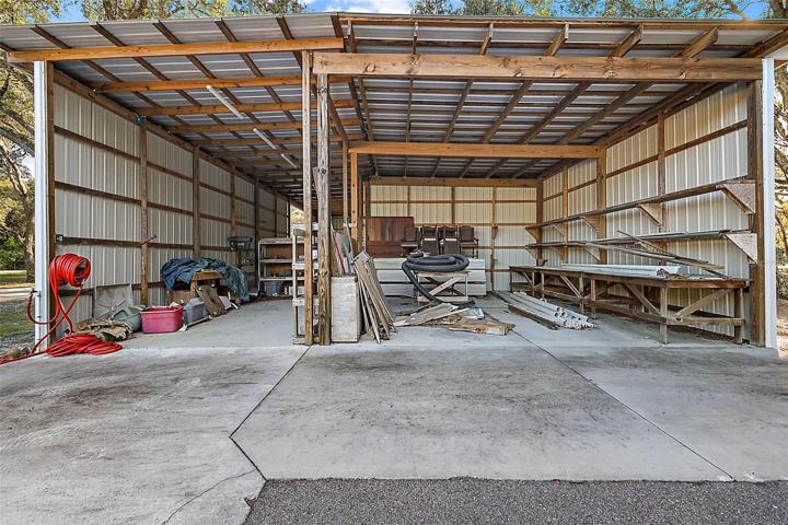 Inside of Pole Barn showing concrete floors.