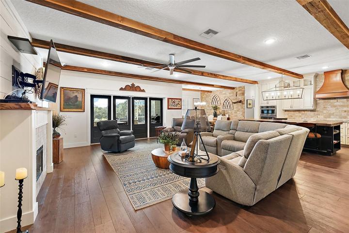 Custom Barnwood Beams in Great Room