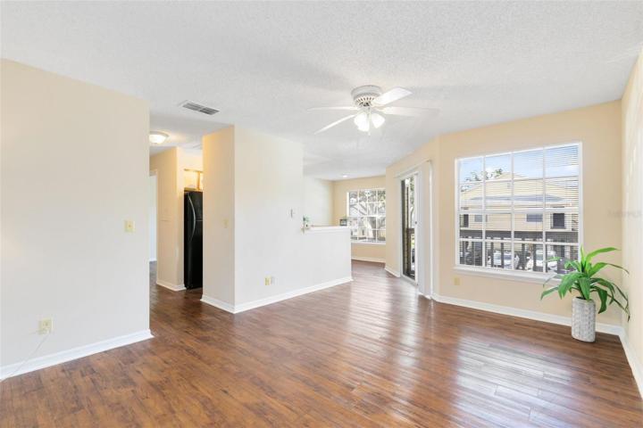 Living Room with View to Patio and Hallway
