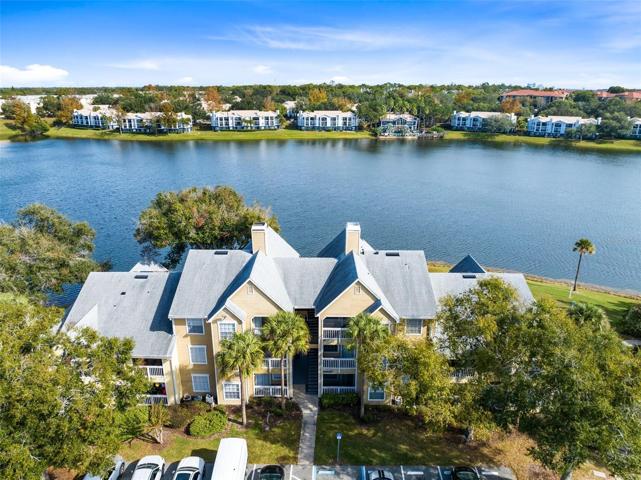 Lake behind Building