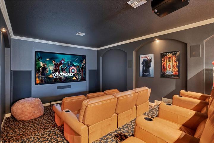 14 Seat Movie Theater with Marantz Projector and Subwoofers