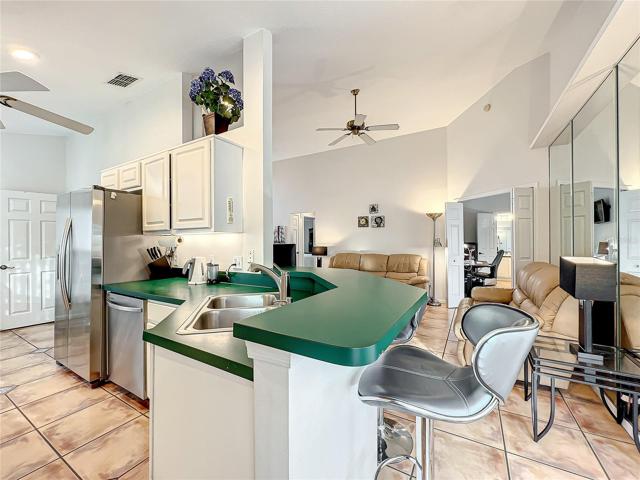 Kitchen and living room view.