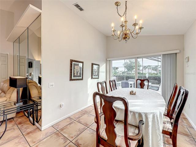 Spacious dining room doors and windows