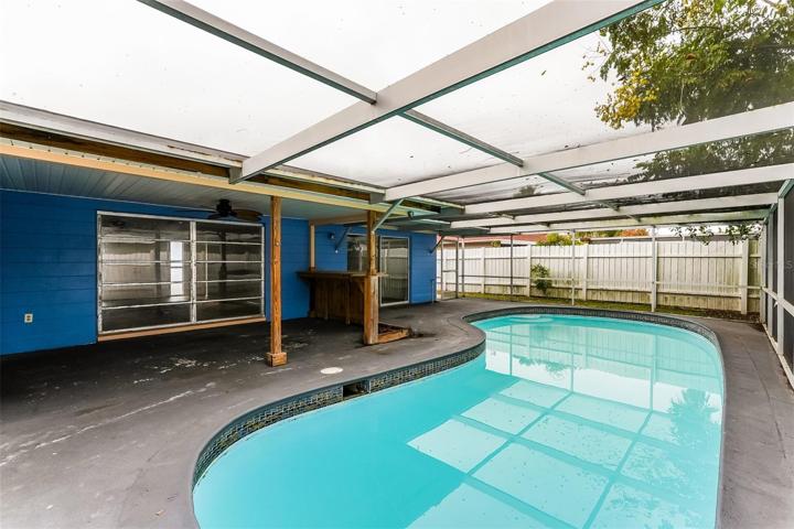Enclosed pool.