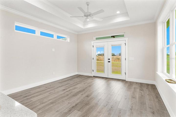 Living Room with Tray Ceilings