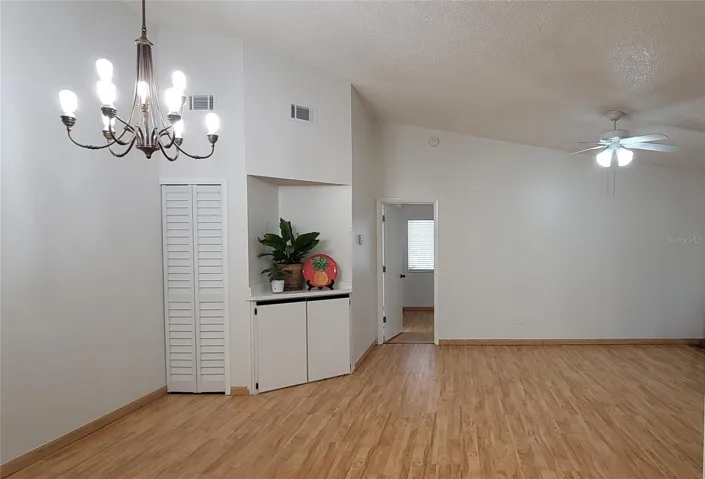 View from your front door, into the Dining area, Living Room and into Bedroom #1