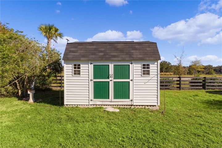 Double door entry to storage shed/workshop