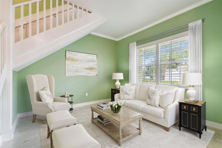 Digitally staged living room.