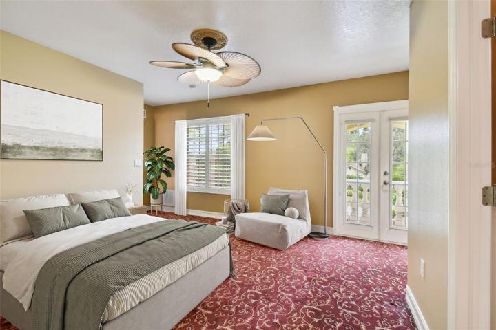 Second floor bedroom; digitally staged.