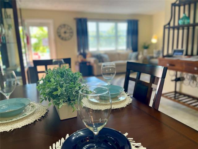Beautiful dining area overlooking the living room