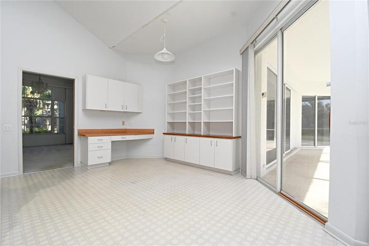 The kitchen has plenty of room for a large kitchen table.