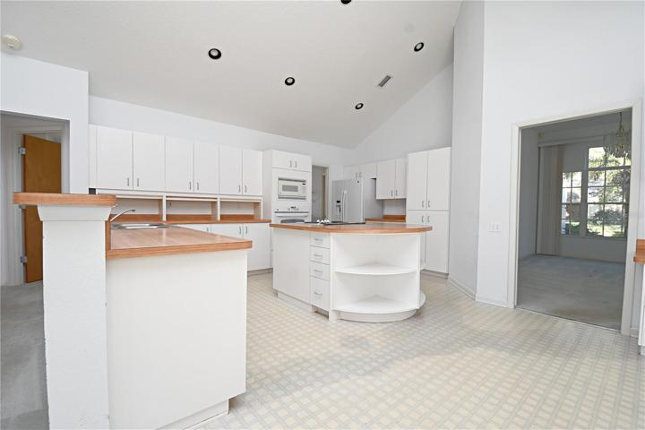 High ceilings add to the spaciousness of the kitchen.
