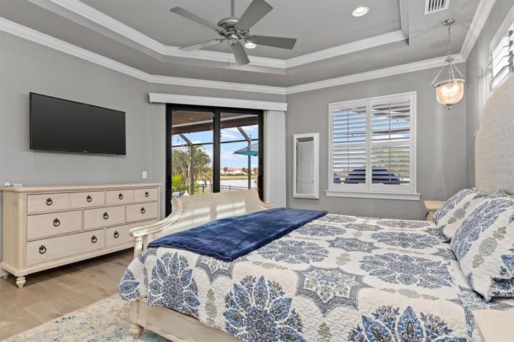 Primary bedroom extras: plantation shutters, privacy blinds, ceiling mounted beside lights