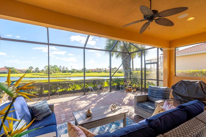 Extended lanai with views of the lake and 18th tee box