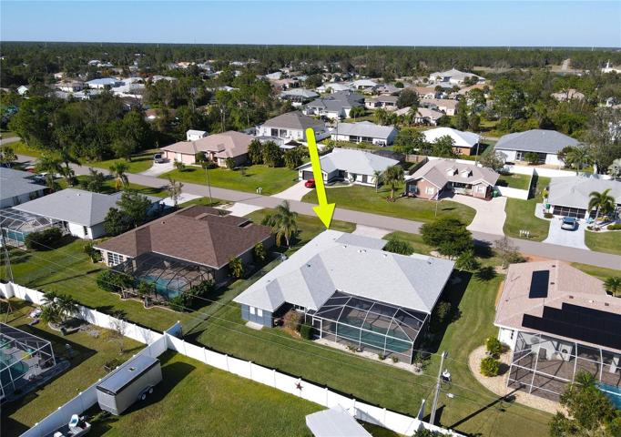 Aerial view of backyard