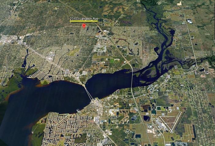 Wide aerial view of home's location in Charlotte County