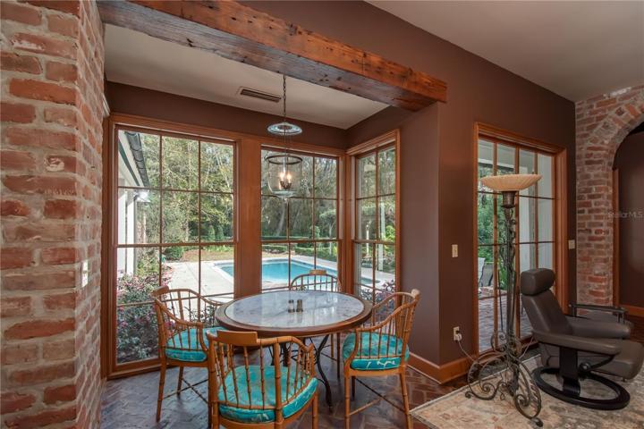 A cozy breakfast nook with views.