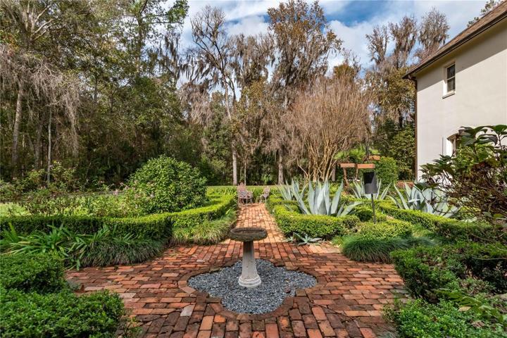 Brick path side of home.