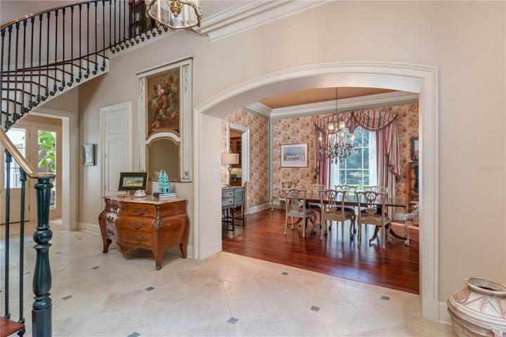 Foyer and dining room.