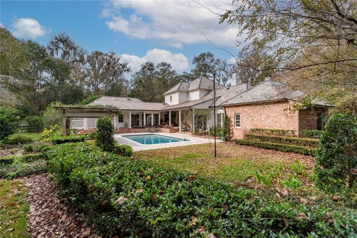 Back of home with pool.