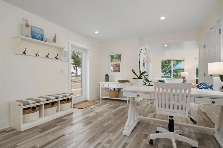 Front entrance and open concept living