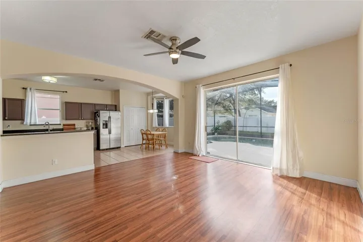 Kitchen & Pool view from family room