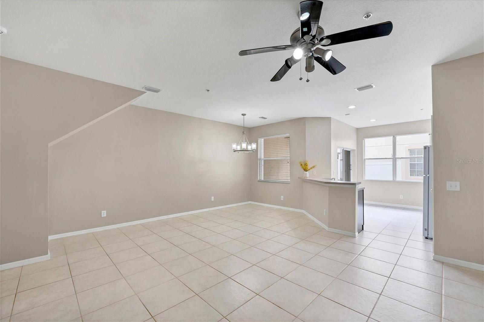 Kitchen LED lights, new Chandelier; additional storage under the stair well could be a sweet spot for your pet