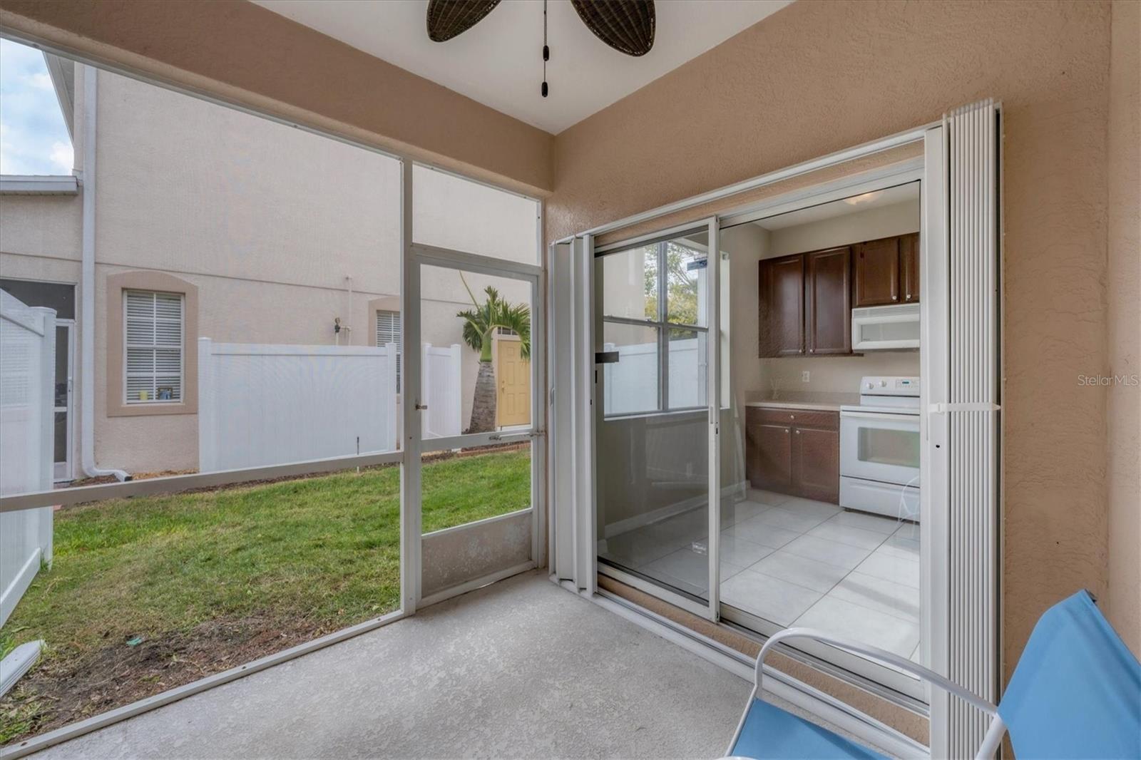 Do notice the hurricane protection; This lanai could have a paver patio just outside the screen to end of fence