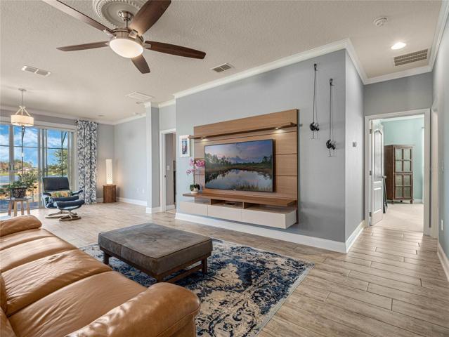 Modern TV wall mount with 3 drawers and lighting