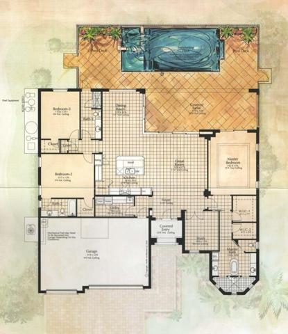 Builder floor plan, This site has room for a pool.