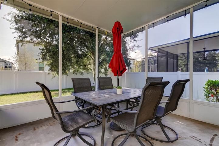 screened back patio space