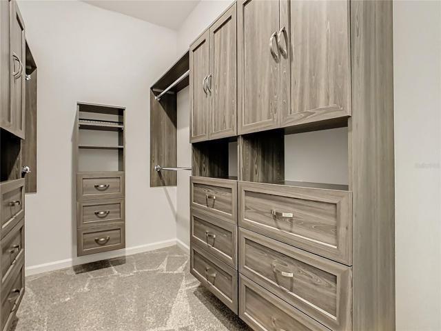 Primary bedroom with custom closet organizer