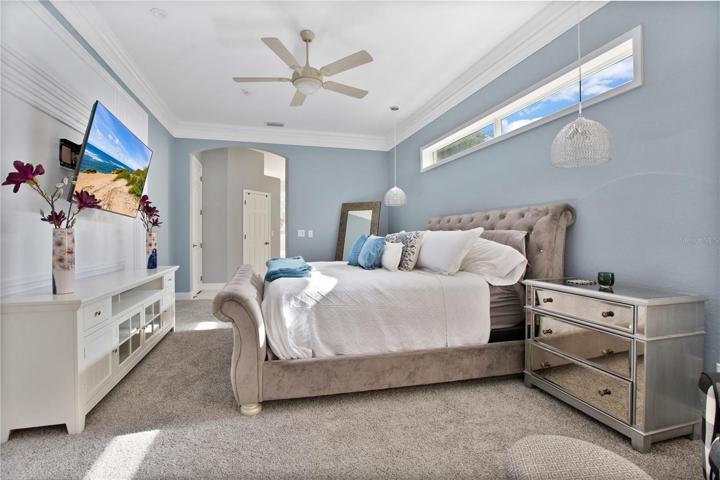 The primary suite. Great lighting while still affording plenty of privacy