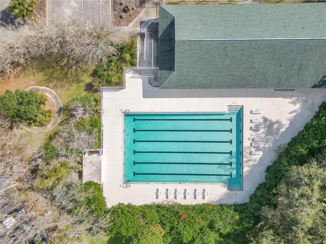 Aerial view of the community pool and center