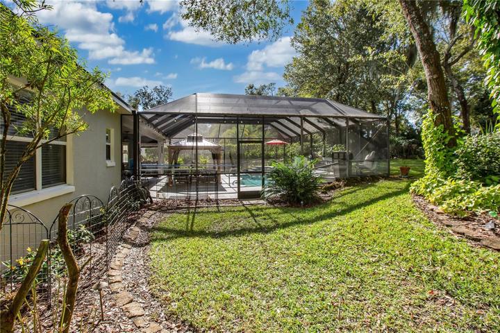 The backyard is well kept and very inviting.