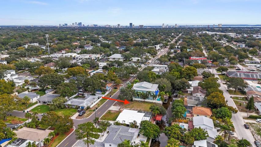 Aerial view showing Downtown and Bayshore  to the east