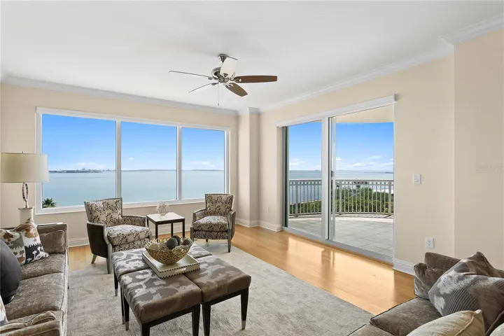 Living room that leads out to a large balcony