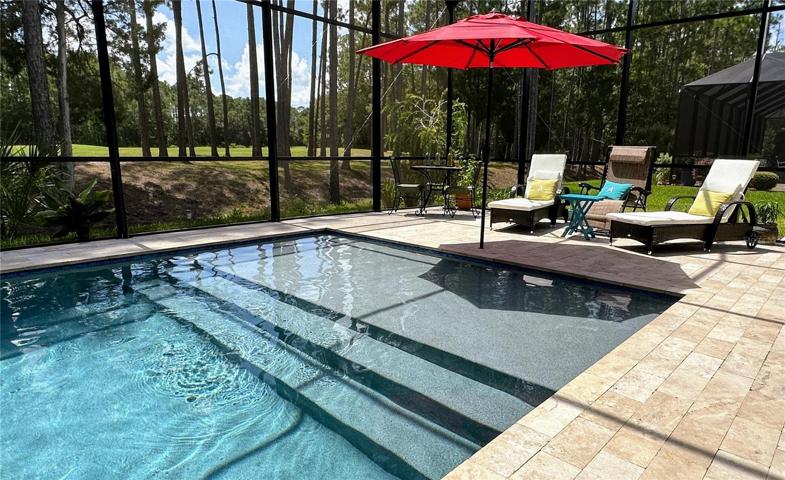Zero-Entry Landing!  Lounge chairs find their perfect spot in the shallow expanse, allowing you to bask in the sun while staying refreshingly cool. A haven for all ages, this spacious landing provides a safe and inviting environment for children to play and explore. Immerse yourself in the ultimate blend of relaxation and fun, where every moment is a step closer to paradise.