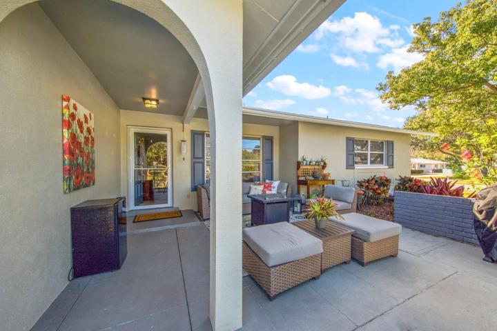 Gracious covered entry porch & large patio~