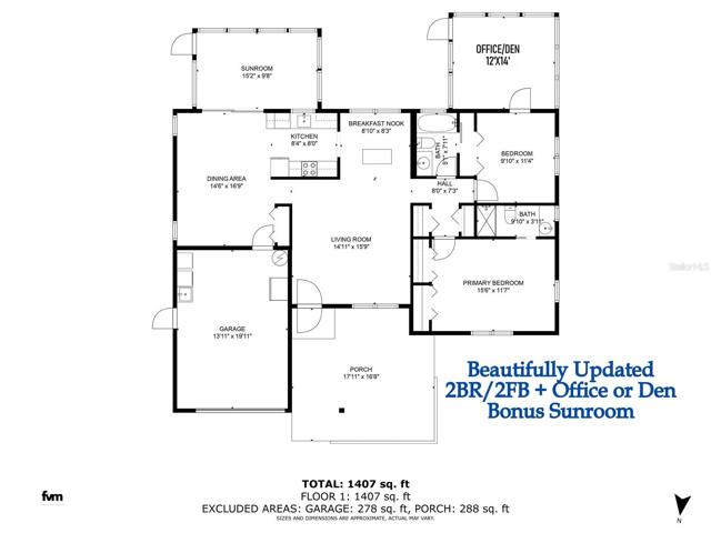 2 Full bathrooms, 2 bedrooms w/new home office or den addition~